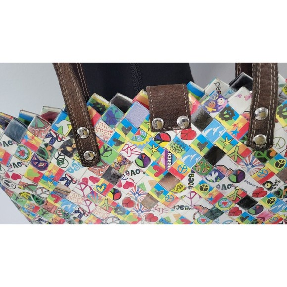 Nahui Ollin Candy Wrapper Peace Sign Love Doves Hippy‎ Retro Unique Purse READ - Picture 9 of 16